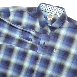 Cinch Shirt Mens XL Blue Plaid Long Sleeve Button Up Cotton Western Casual